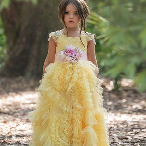NWT Dollcake Yellow Best Wishes Frock Dress Flower Girl Photo Special sz 7